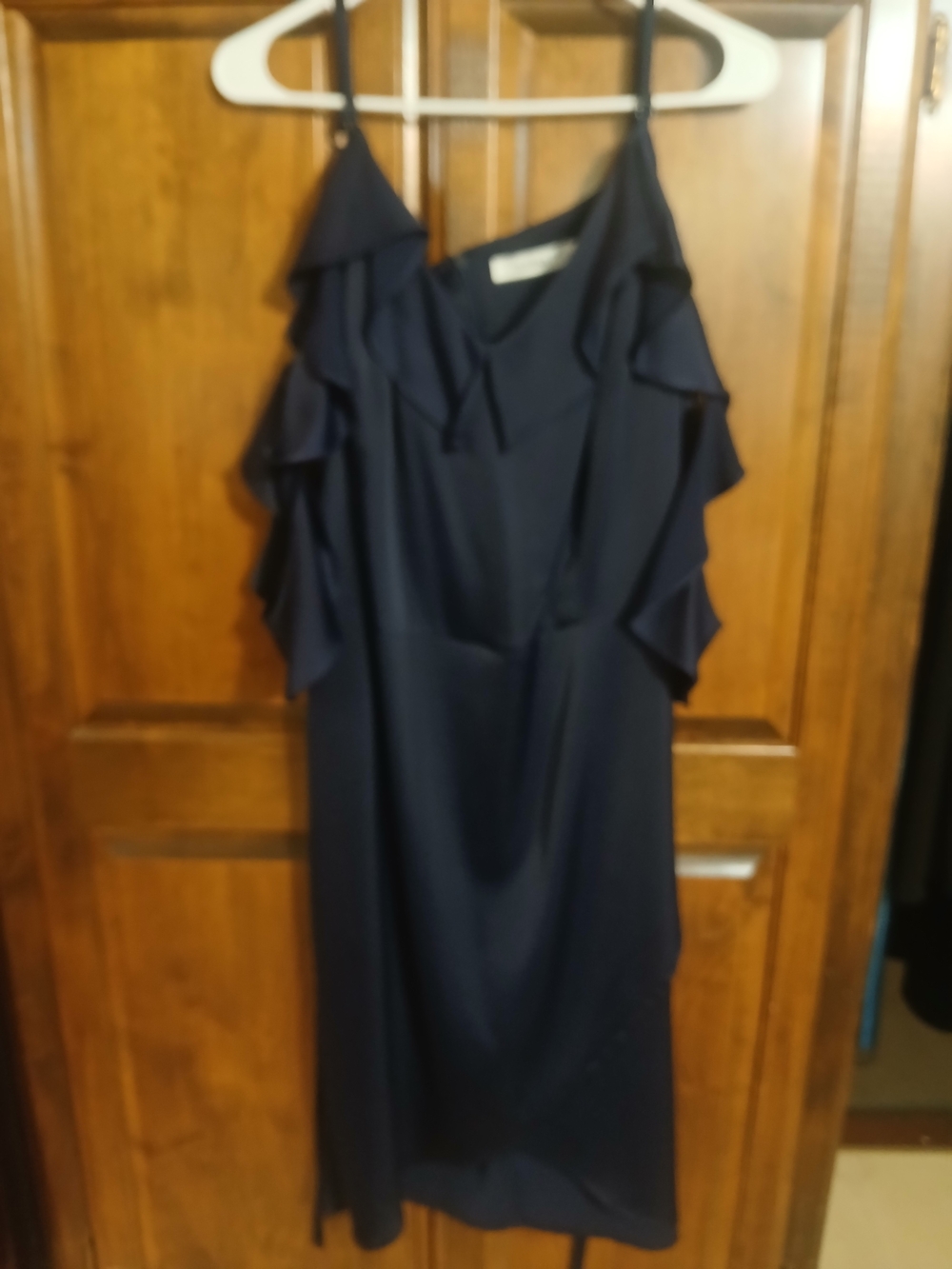 Purple Ruffle Cold-Shoulder Midi Dress